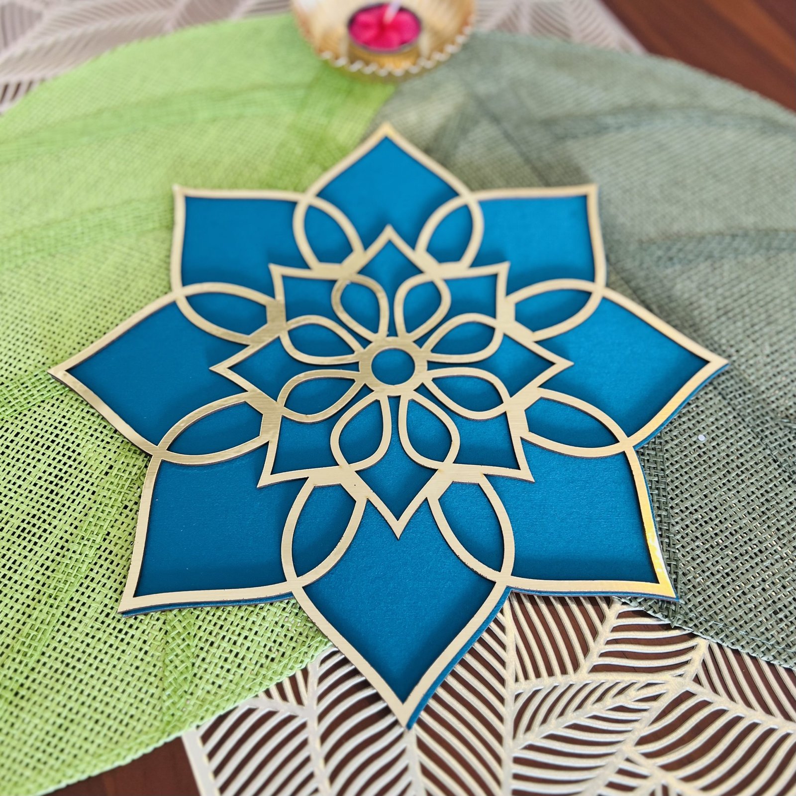 Rangoli Mat (Cobalt Blue Flower B) - Image 2
