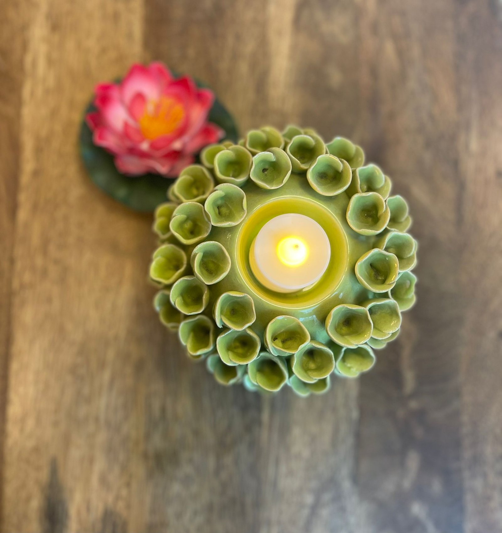 Ceramic Designer Tealight Holder (Green) - Image 2