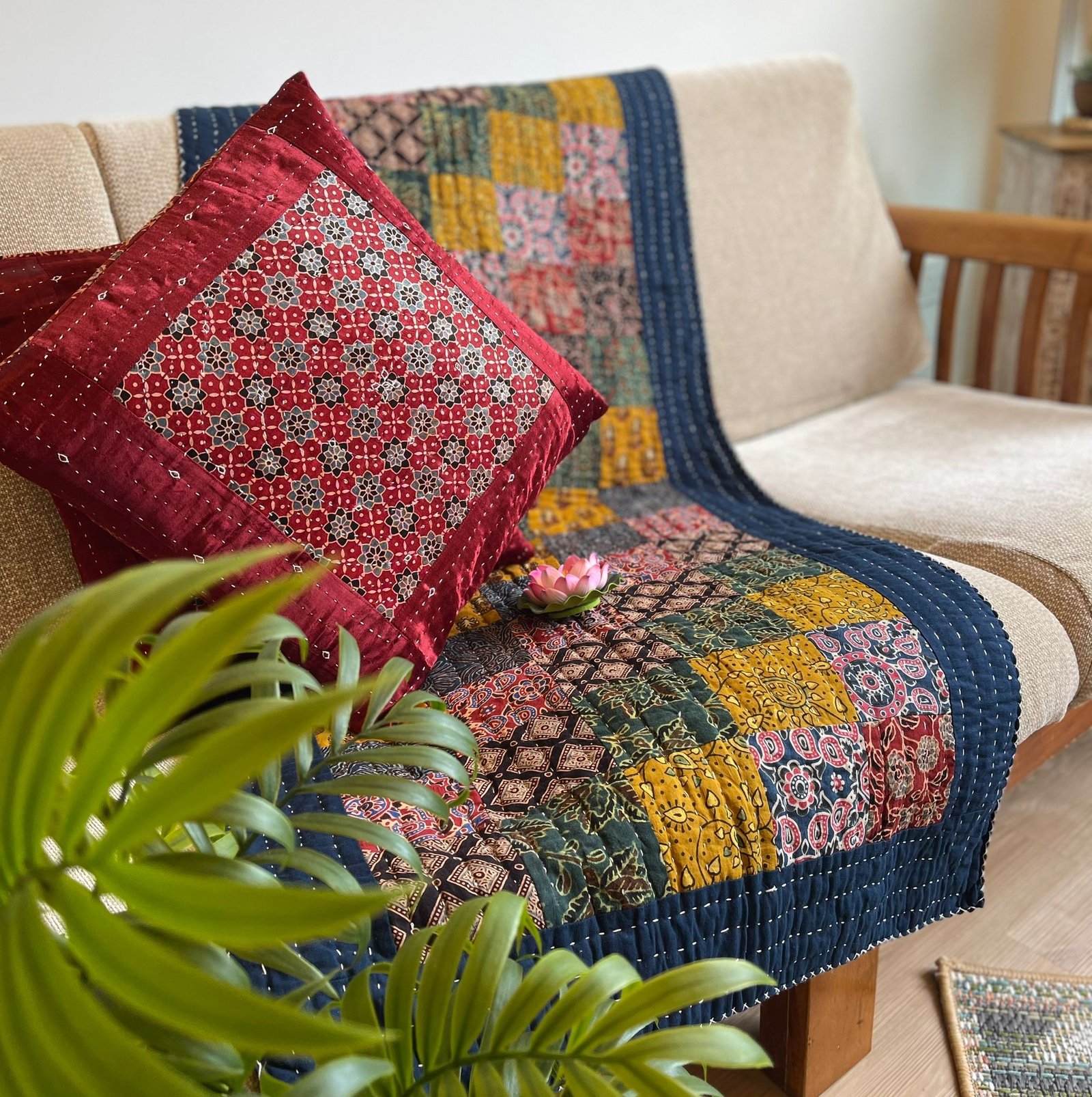 Bed Runner / Sofa Throw / Yoga Mat (Multicolor) - Image 5