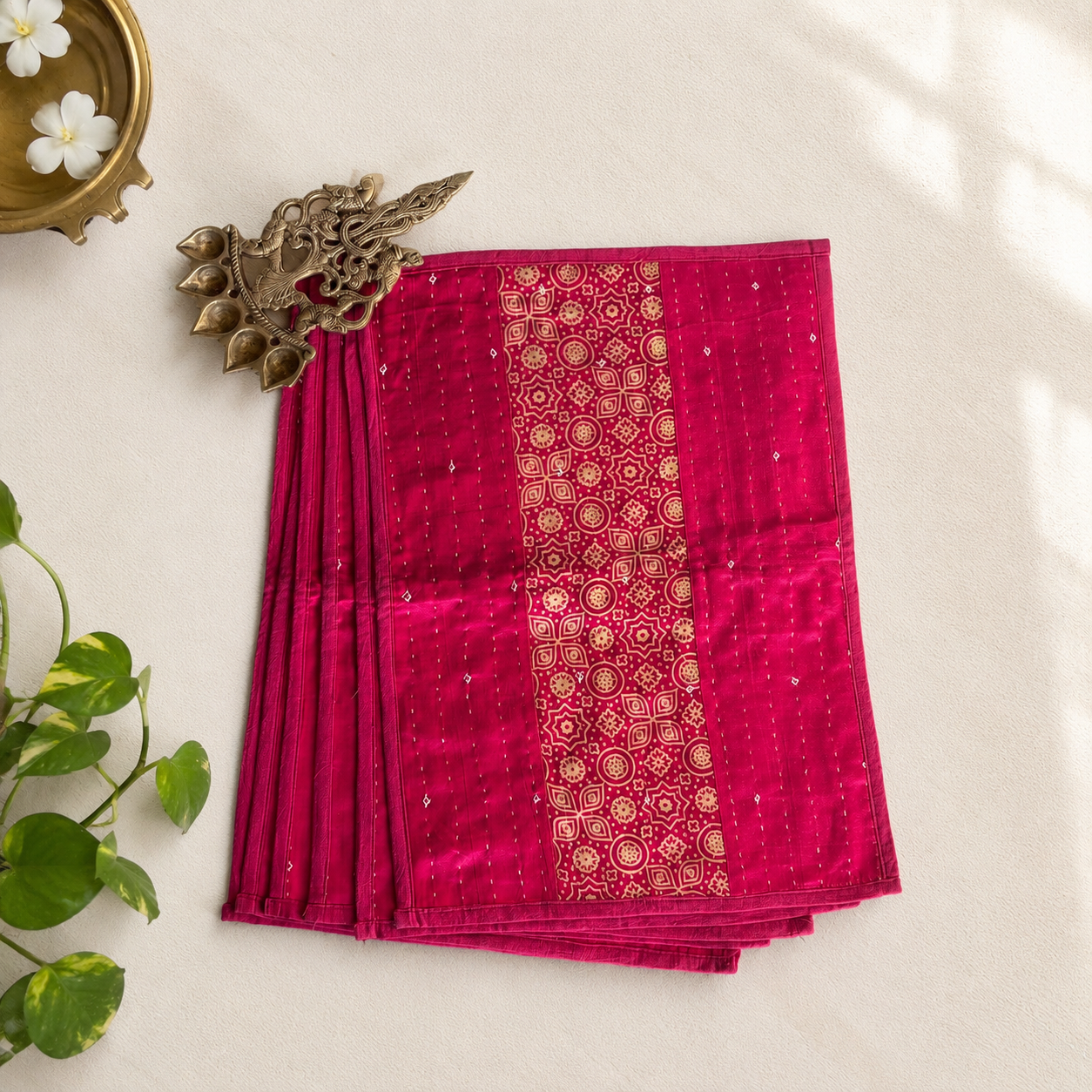 Mashru Silk Placemats (Set of 6, Pink)