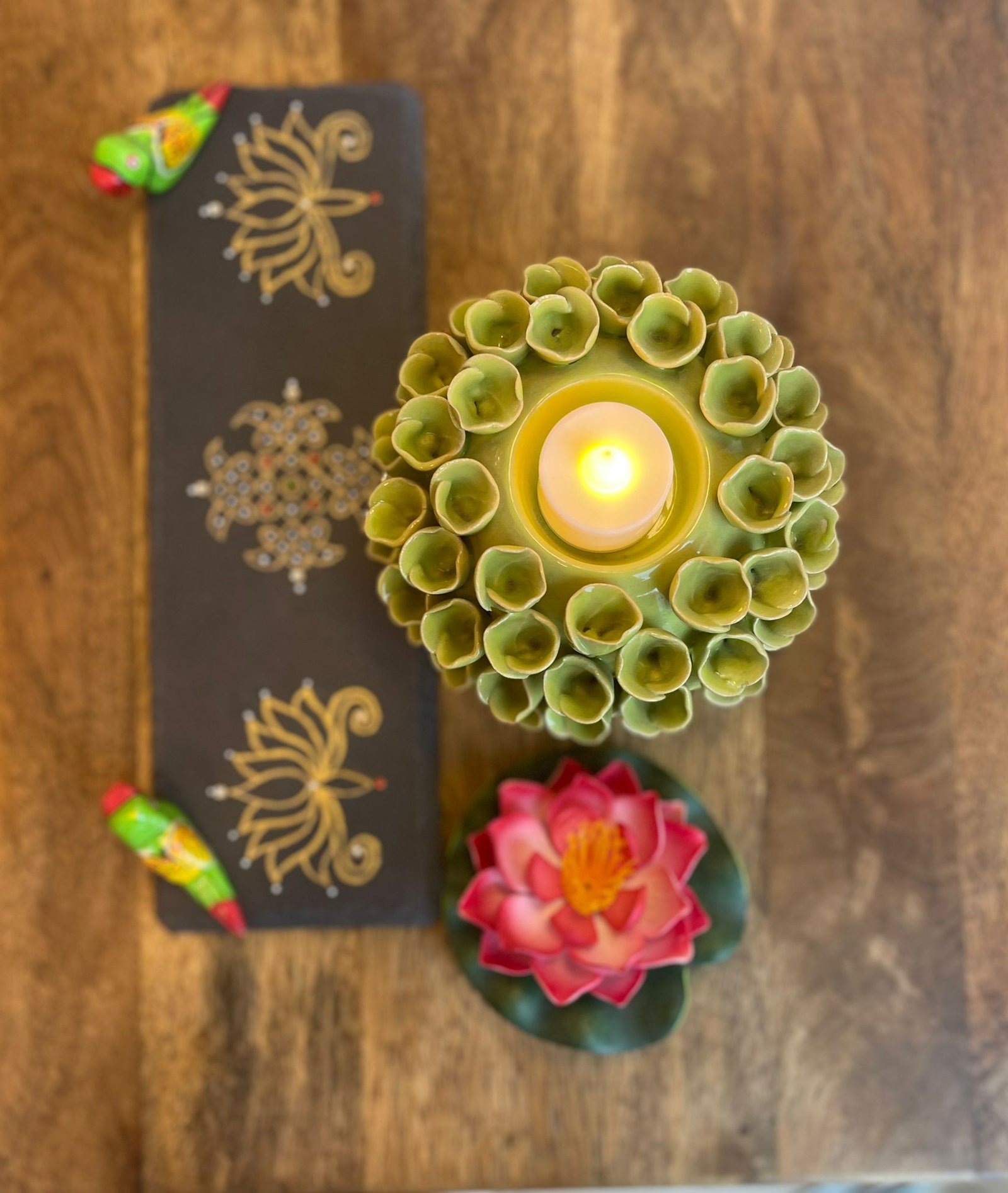 Ceramic Designer Tealight Holder (Green) - Image 3