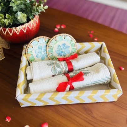 Block Printed Napkin Hamper