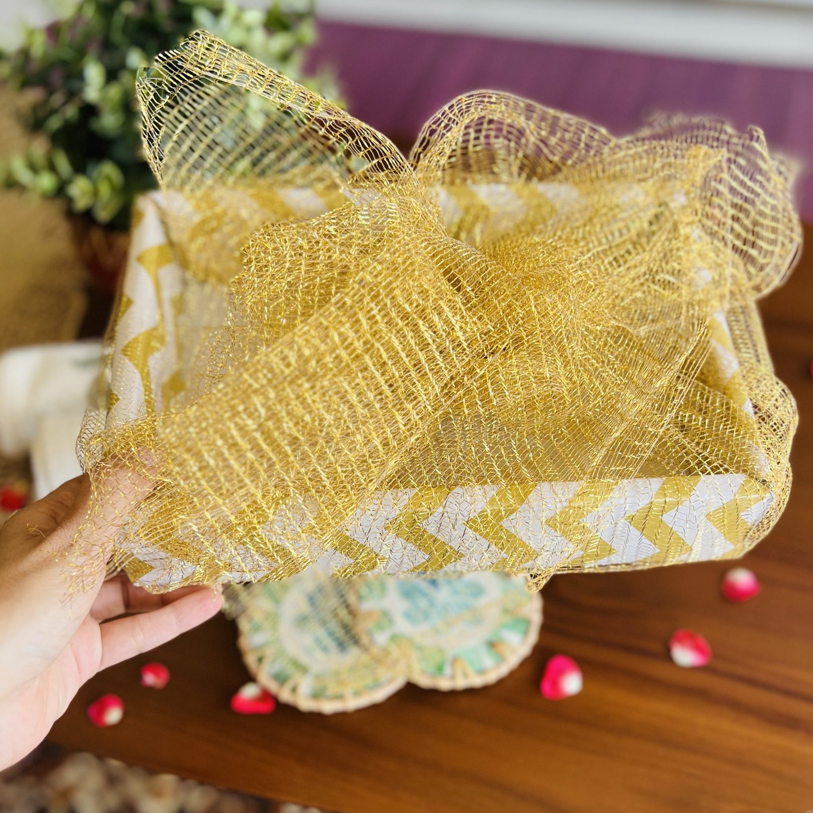 Block Printed Napkin Hamper B - Image 3