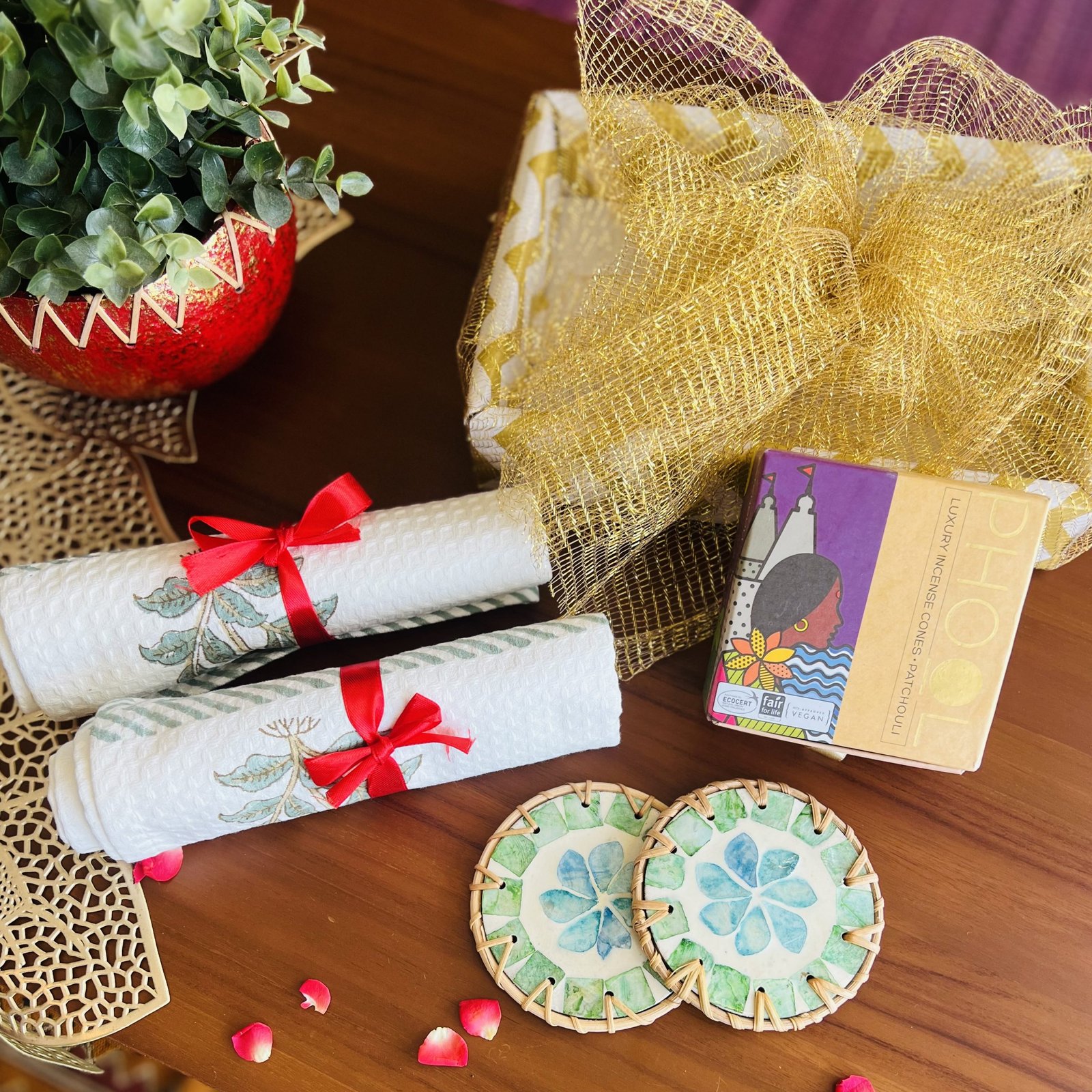 Block Printed Napkin Hamper B - Image 2