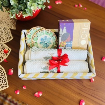 Block Printed Napkin Hamper B