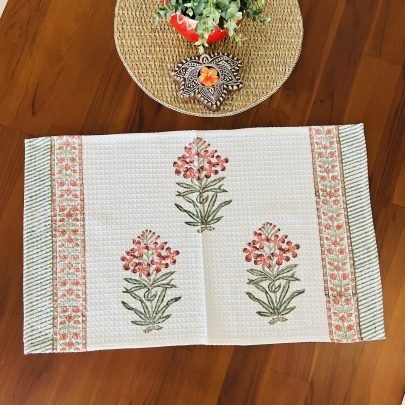 Cotton Block Printed Hand Towel / Napkin (Design 1)