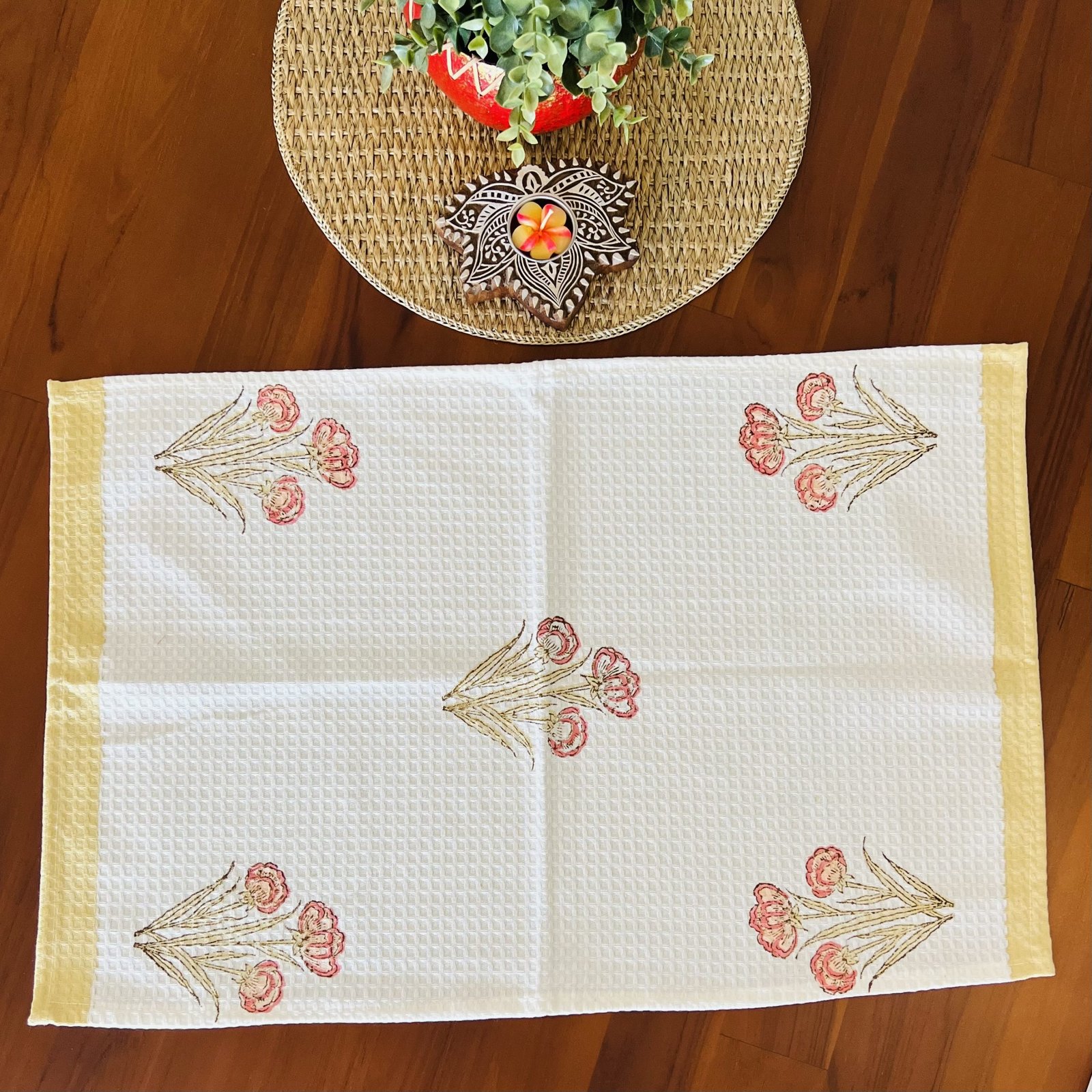 Cotton Block Printed Hand Towel / Napkin (Design 6)