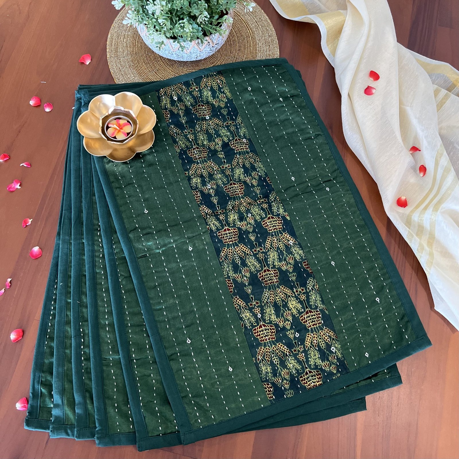 Mashru Silk Placemats (Set of 6, Green2) - Image 2
