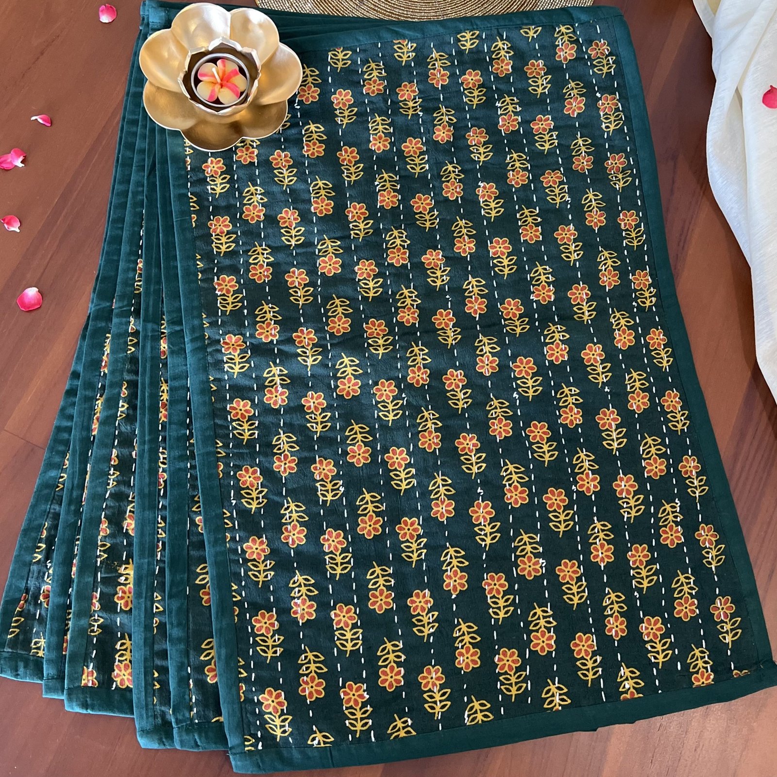 Mashru Silk Placemats (Set of 6, Green2) - Image 3