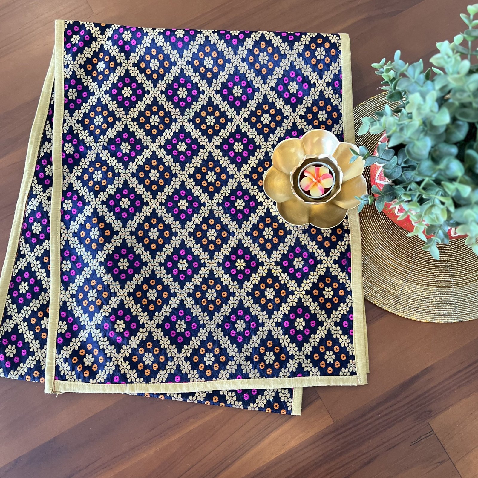 Fully Woven Brocade Silk Table Runner (E3) - Image 3