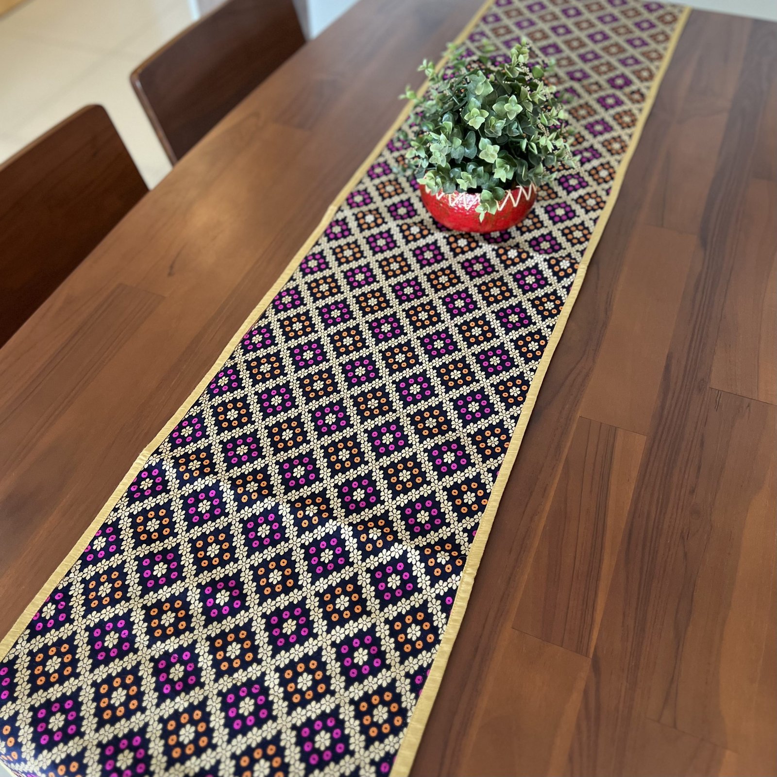 Fully Woven Brocade Silk Table Runner (E3) - Image 2