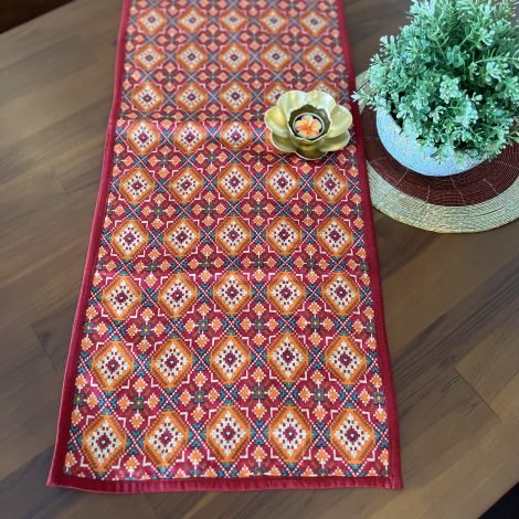 Festive Printed Silk Table Runner (B4)