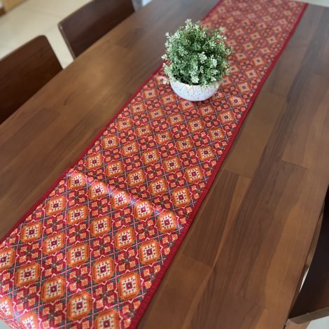Festive Printed Silk Table Runner (B4) - Image 3
