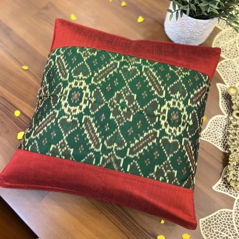 Patola Silk Cushion Cover (Red) - Image 2