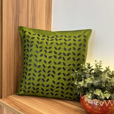 Silk Appliqué Cushion Covers(Green)