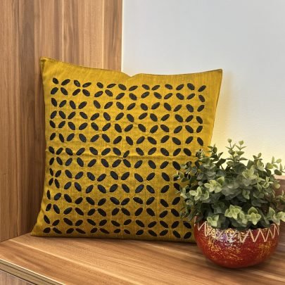 Silk Appliqué Cushion Cover (Mustard)