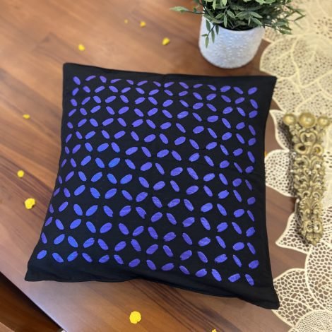 Silk Appliqué Cushion Cover (Black) - Image 2