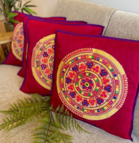 Mirror Work Cushion Covers (Set of 4, C1) - Image 4