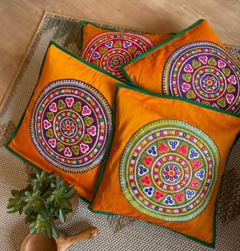 Mirror Work Cushion Covers (Set of 4, C2) - Image 2