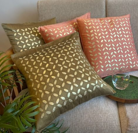 Silk Appliqué Cushion Covers (Set of 4, NS1) - Image 2