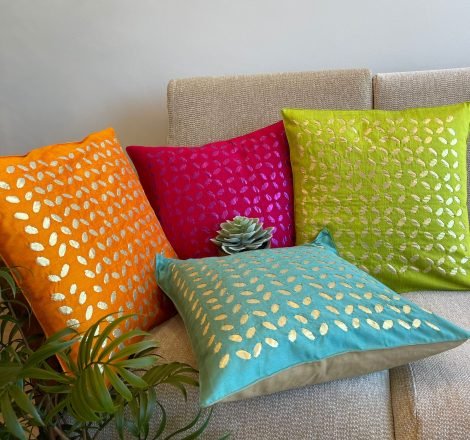 Silk Appliqué Cushion Covers (Set of 4, NS3) - Image 3