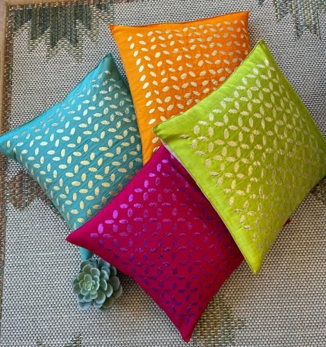 Silk Appliqué Cushion Covers (Set of 4, NS3) - Image 4