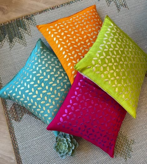 Silk Appliqué Cushion Covers (Set of 4, NS3) - Image 5