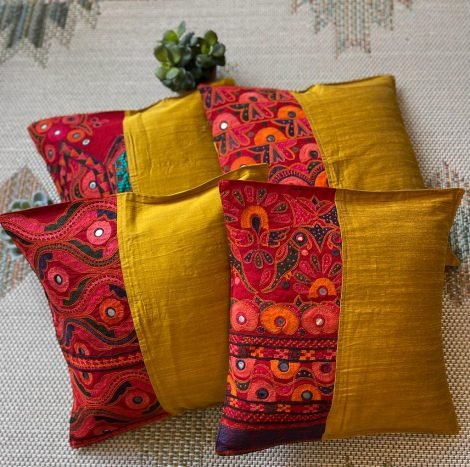 Hand Embroidered Cushion Covers (Set of 4, Y1B) - Image 2