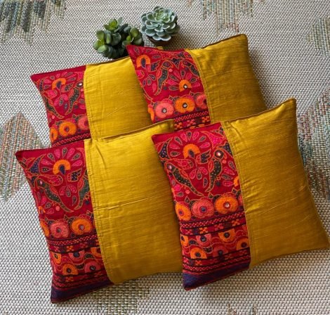 Hand Embroidered Cushion Covers (Set of 4, Y1C)