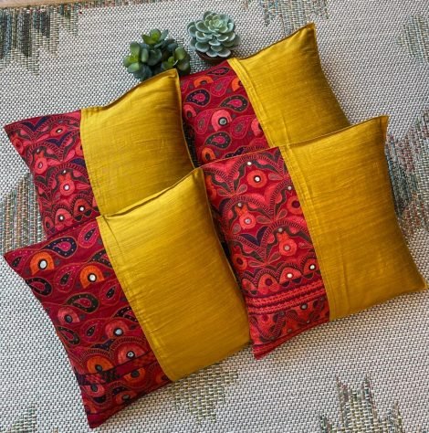Hand Embroidered Cushion Covers (Set of 4, Y1E)