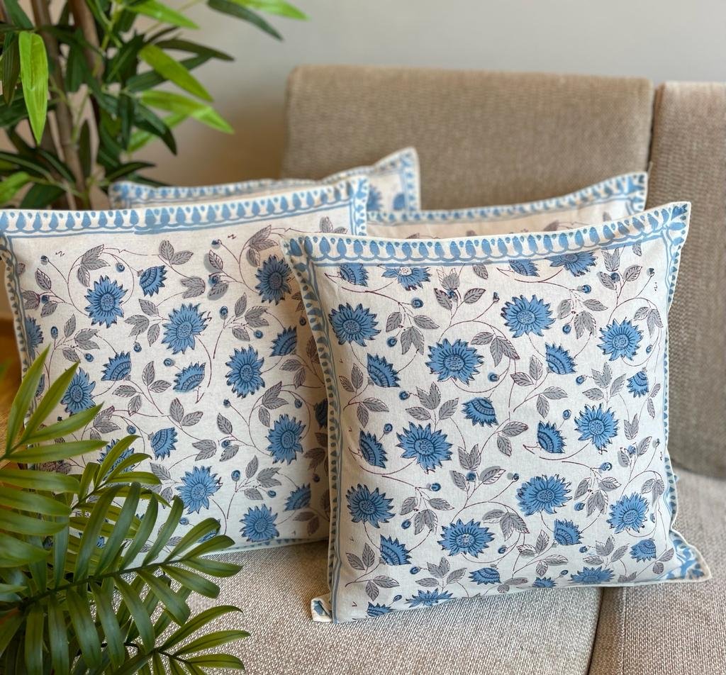 Block Printed Cotton Cushion Covers (Set of 4, BP13)