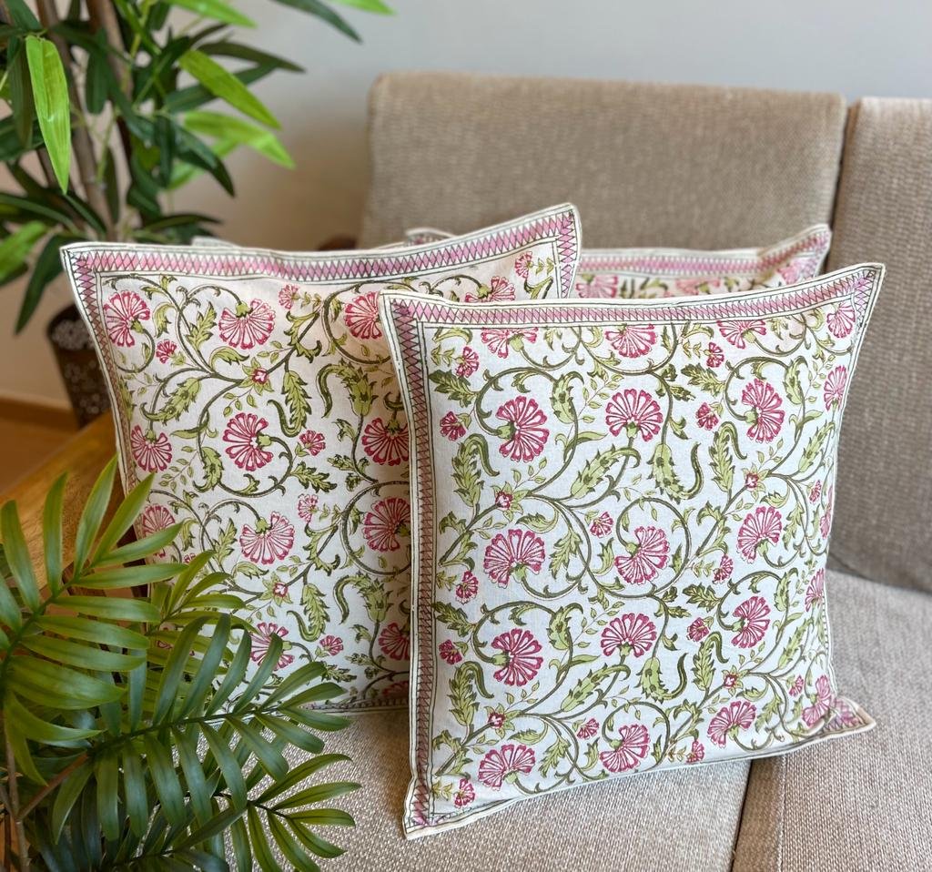 Block Printed Cotton Cushion Covers (Set of 4, BP14)