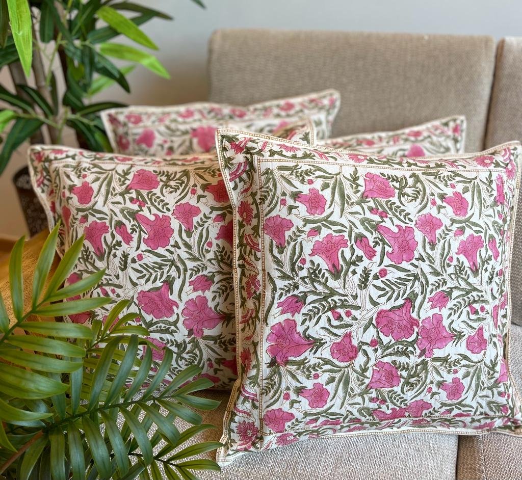 Block Printed Cotton Cushion Covers (Set of 4, BP15)
