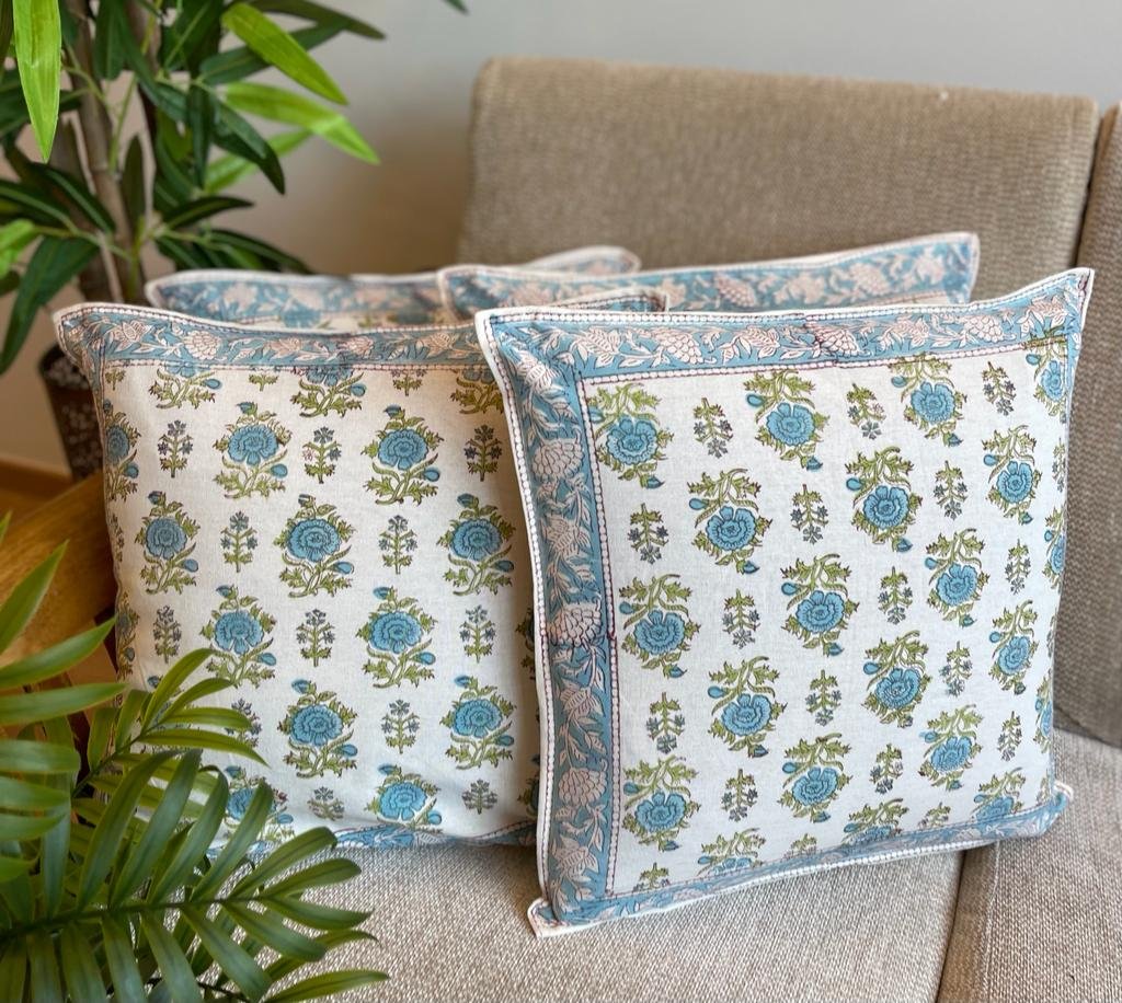 Block Printed Cotton Cushion Covers (Set of 4, BP16)
