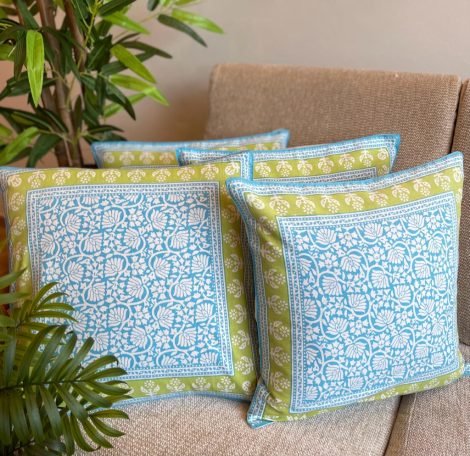 Block Printed Cotton Cushion Covers (Set of 4, BP6) - Image 2