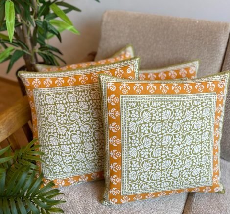 Block Printed Cotton Cushion Covers (Set of 4, BP7) - Image 3