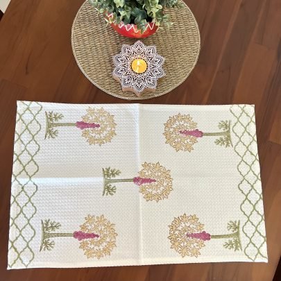 Cotton Block Printed Hand Towel / Napkin (Design 15)