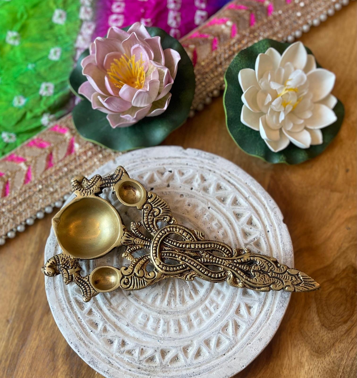Brass Diya Arti Spoon - Image 2