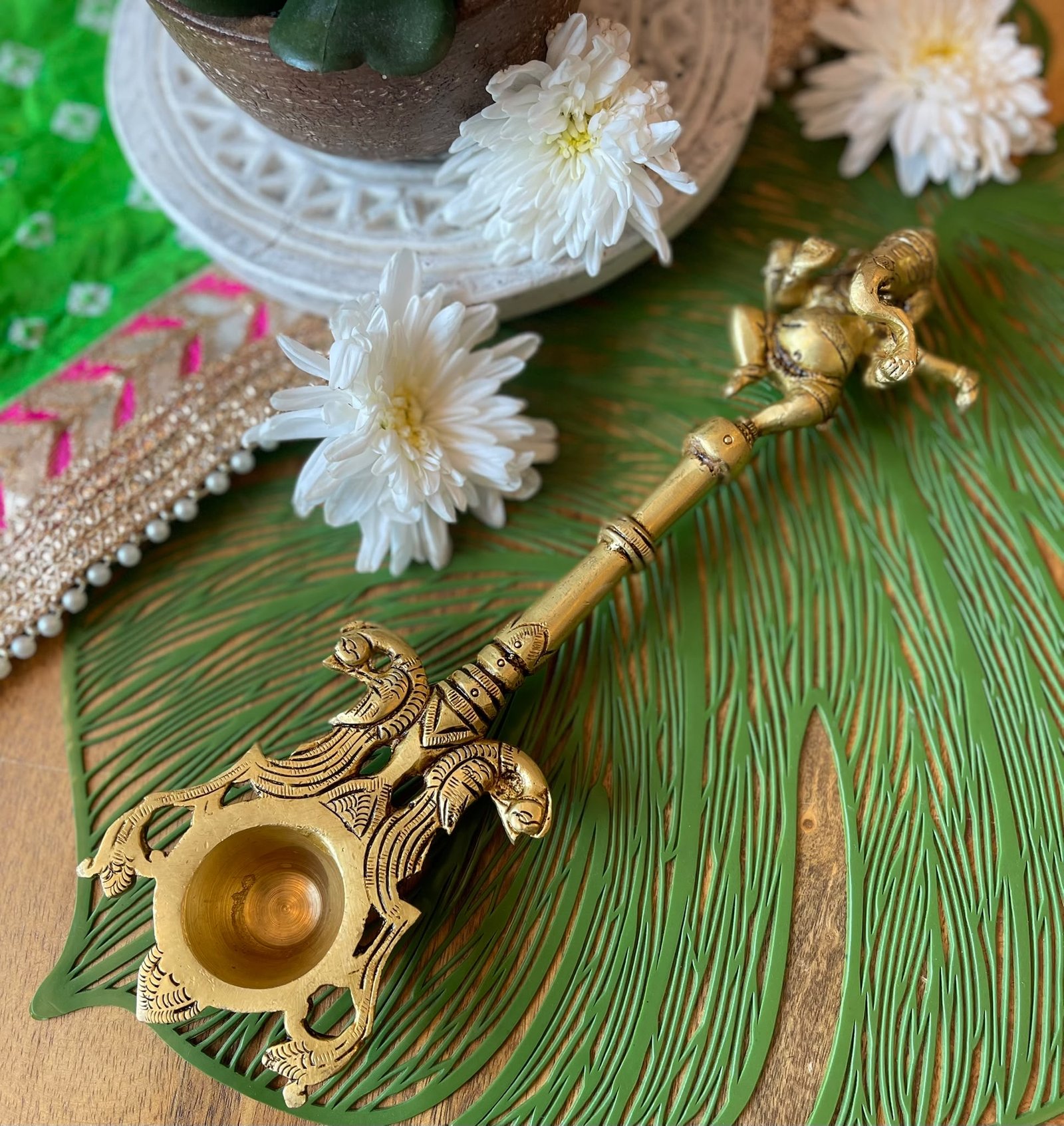 Brass Diya Arti Spoon (Ganesha) - Image 3
