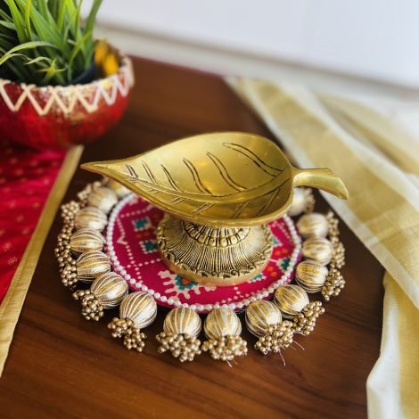 Brass Diya (Large Leaf Design) - Image 10