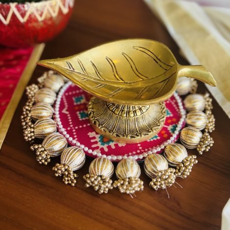 Brass Diya (Large Leaf Design) - Image 7