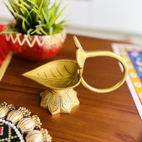 Brass Diya (Lotus Leaf Design) - Image 4