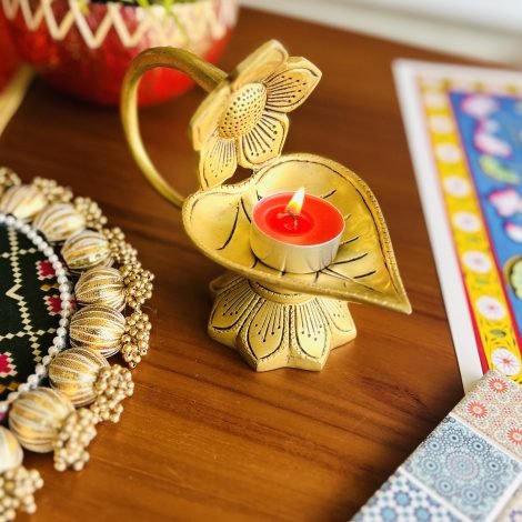 Brass Diya (Lotus Leaf Design)