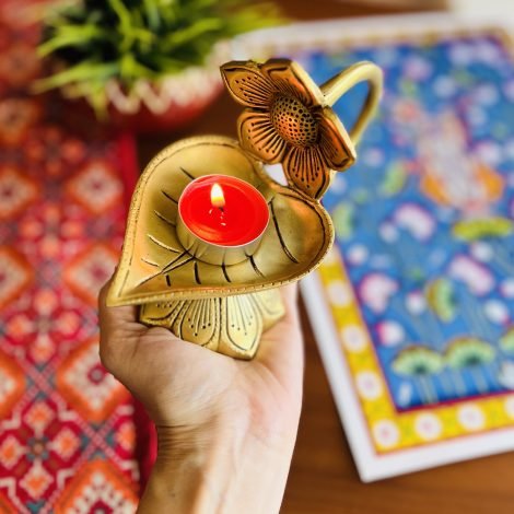 Brass Diya (Lotus Leaf Design) - Image 13