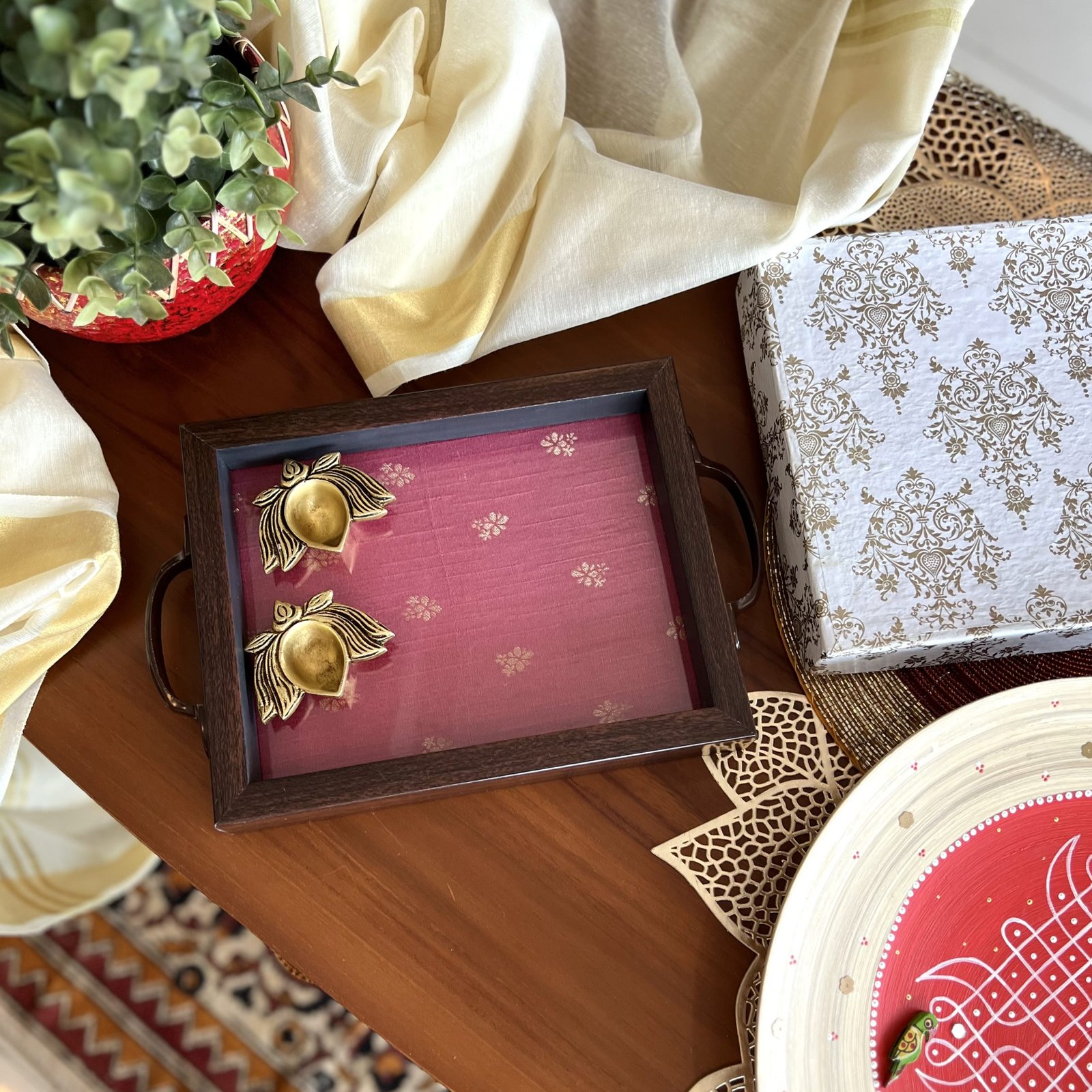 Silk Cloth Decorative Tray (Small, D2) - Image 2