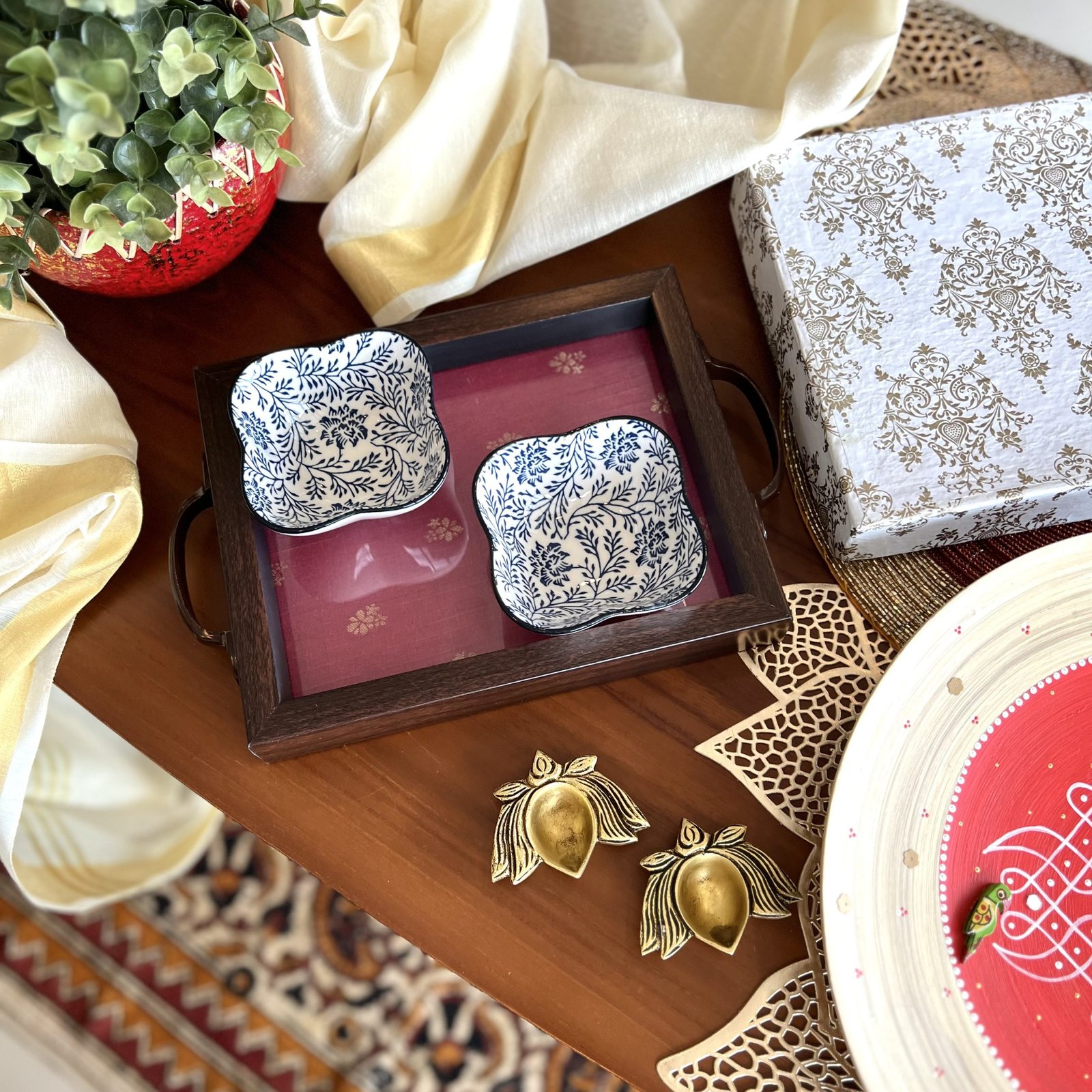 Silk Cloth Decorative Tray (Small, D2) - Image 4