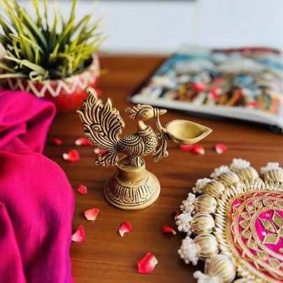Peacock Brass Diya