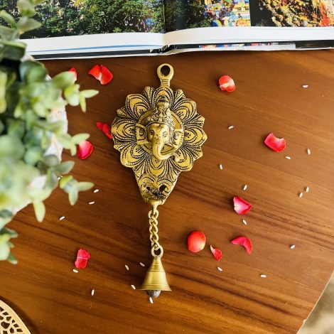 Brass Ganesha Hanging & Festive Mat Gift Set - Image 2