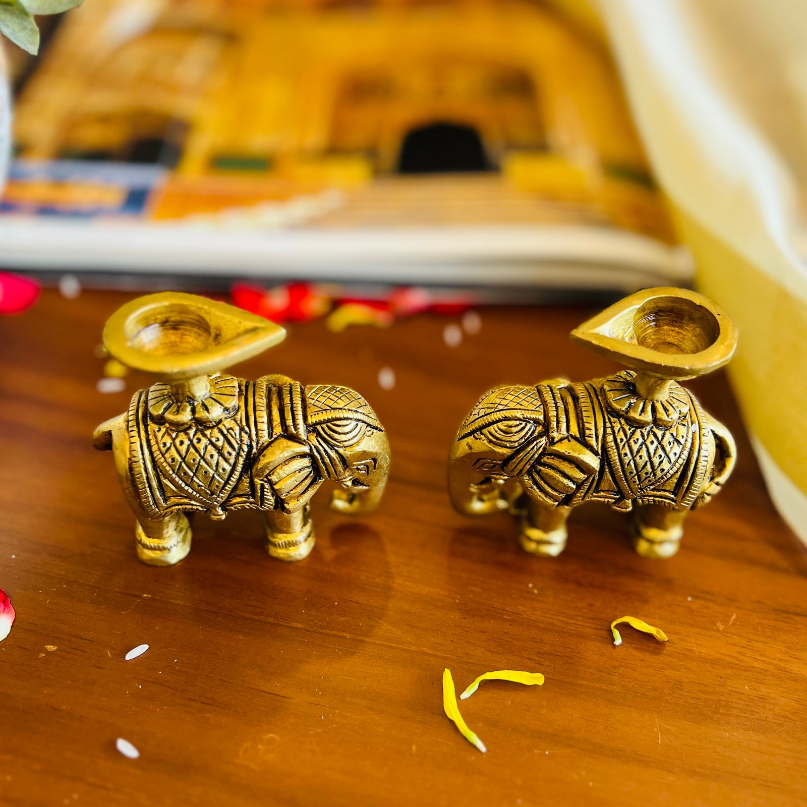 Brass Elephant with Diya Gift Set - Image 6