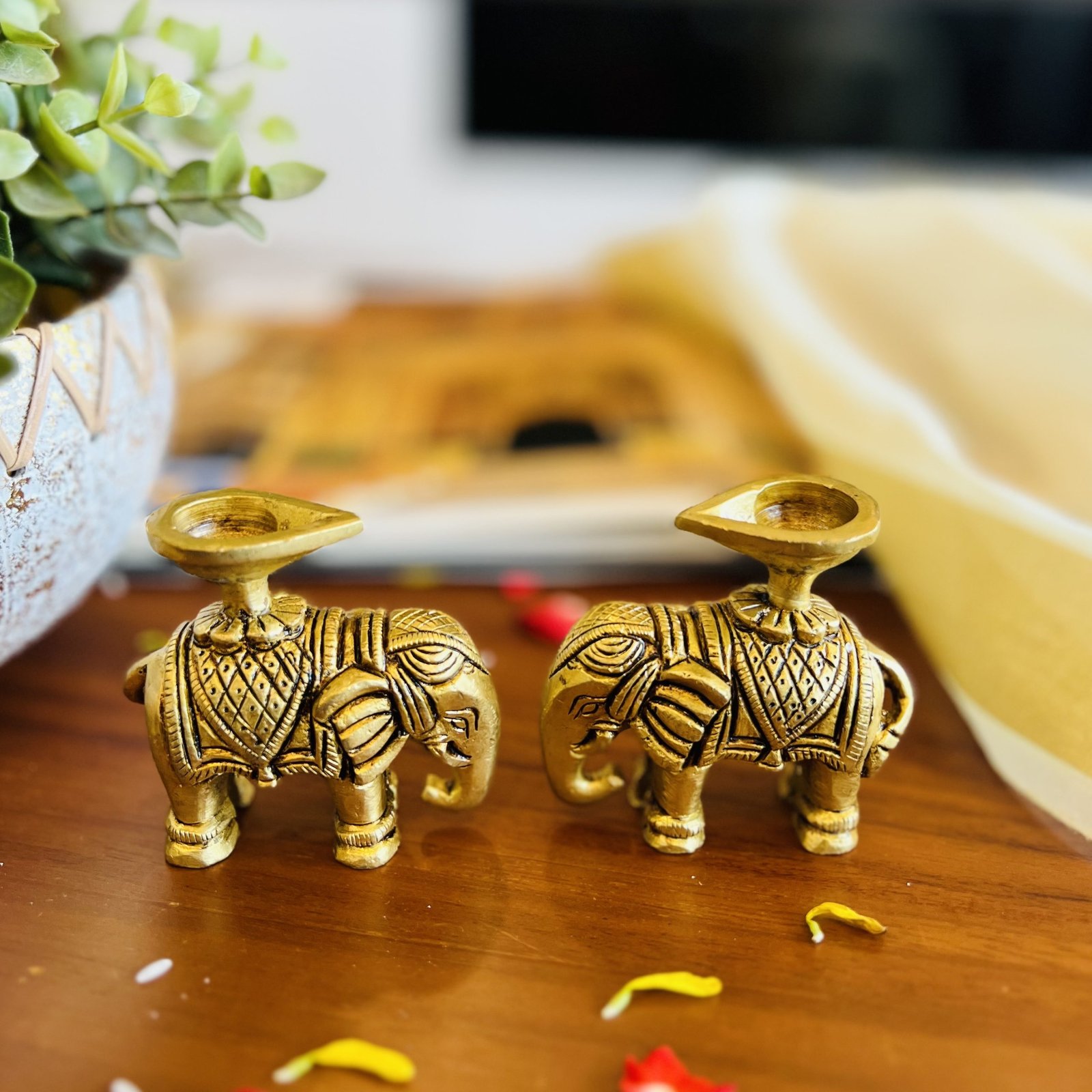 Brass Elephant with Diya Gift Set - Image 5